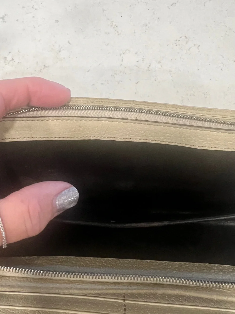 Gucci Brown Beige Monogram Canvas Chain Clutch
